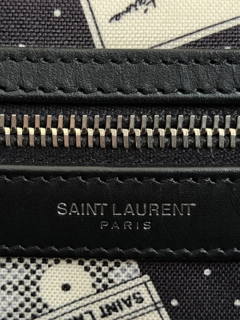 Saint Laurent YSL City Vinyl Record Black Leather Canvas Backpack Bag